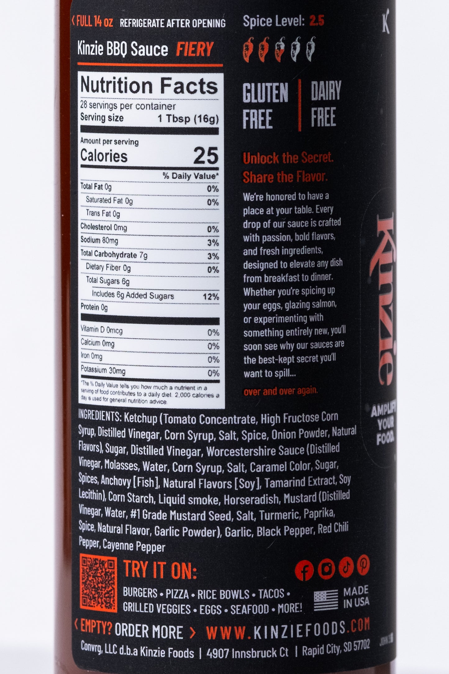 Kinzie Fiery BBQ Sauce, 14oz