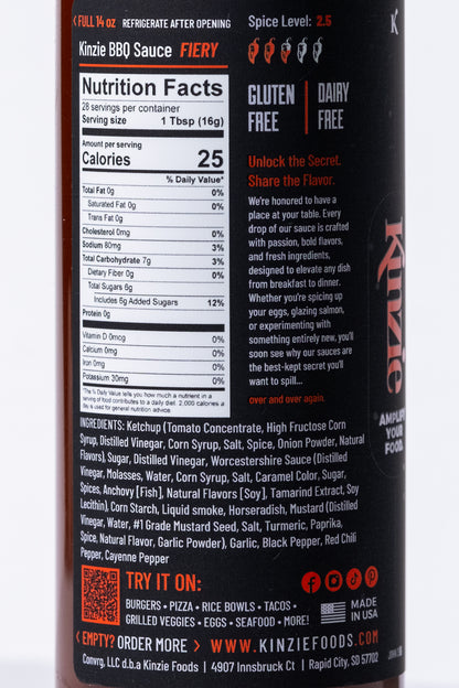 Kinzie Fiery BBQ Sauce, 14oz