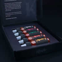 5 pack mini BBQ gift set featuring five 1 oz bottles of sauces in a black box with Kinzie branding.